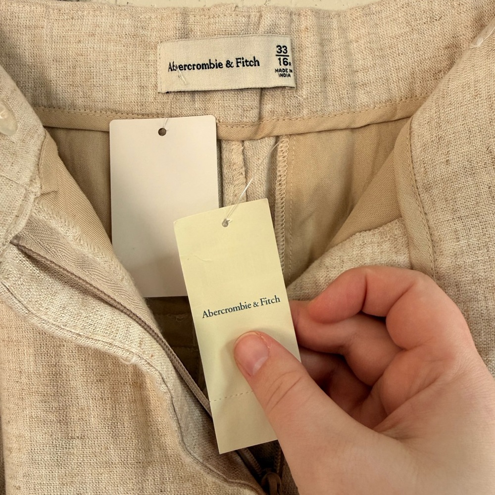 NWT Abercrombie and Fitch Linen Blend Wide Leg Pants Tailored Summer Breathable - Picture 5 of 12